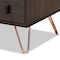 Baxton Studio Glover Modern Dark Brown Finished Wood and Rose Gold-Tone Finished Metal 2-Drawer Nightstand 179-11220-Zoro - alternate 8